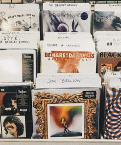 pile of assorted-title vinyl album record sleeves