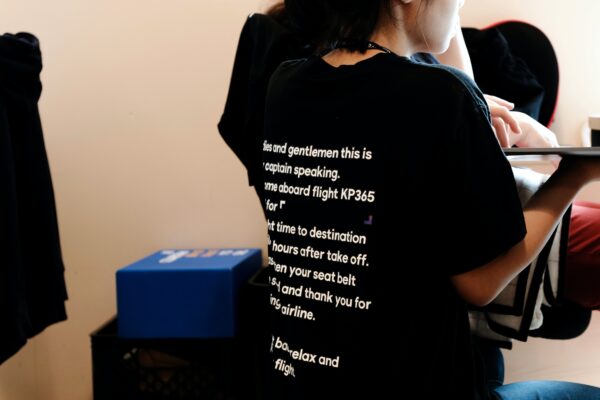 woman in black t-shirt